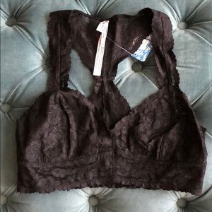Black Free People Racer Back Lace Bralette